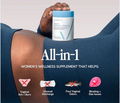 Happy‑V* – Intimate Microbiome Support with Prebiotics, 60 Vegan Capsules